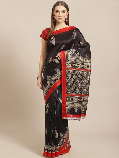 women's printed black colored saree - 18577427 - Very Small Image - 1