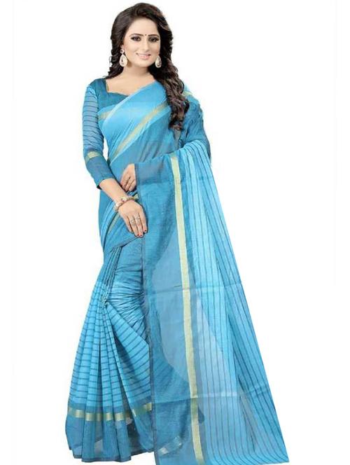 women's stripes blue colored saree - 18577458 - Very Small Image - 1
