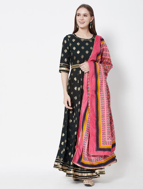 gota work kurta dupatta set - 18577803 - Very Small Image - 1