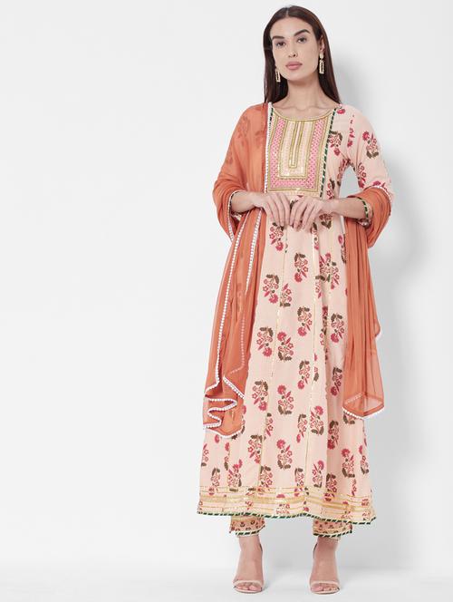 peach cotton suit set - 18577848 - Very Small Image - 1