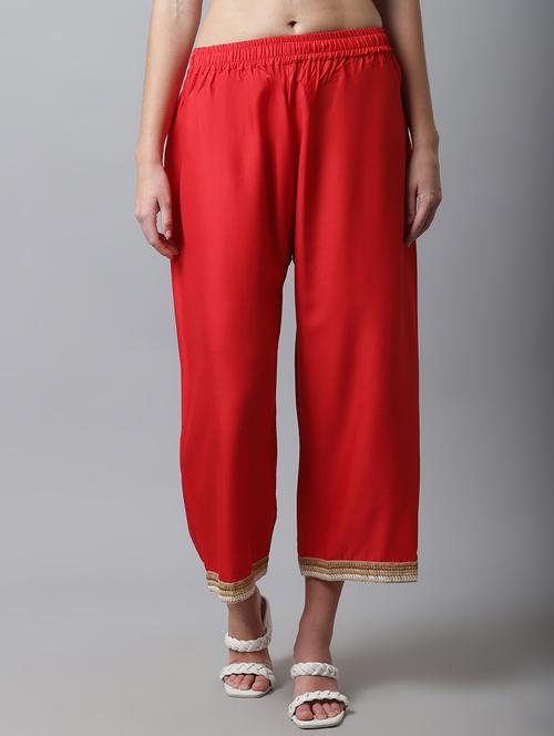 red embellished hem palazzo - 18578409 - Very Small Image - 1
