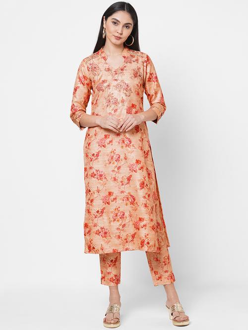 floral print straight kurta - 18578543 - Very Small Image - 1