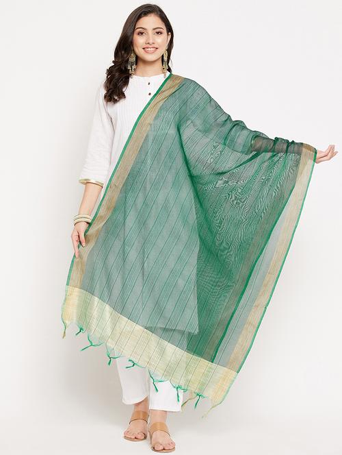 zari work striped dupatta - 18579057 - Very Small Image - 1