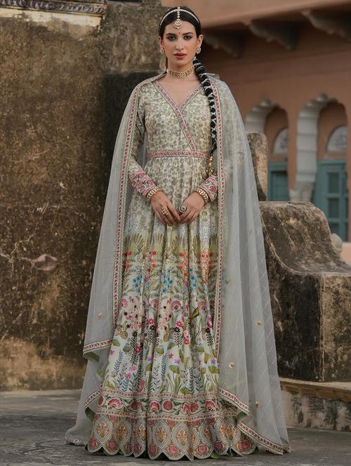 floral print kurta dupatta set - 18579107 - Very Small Image - 1