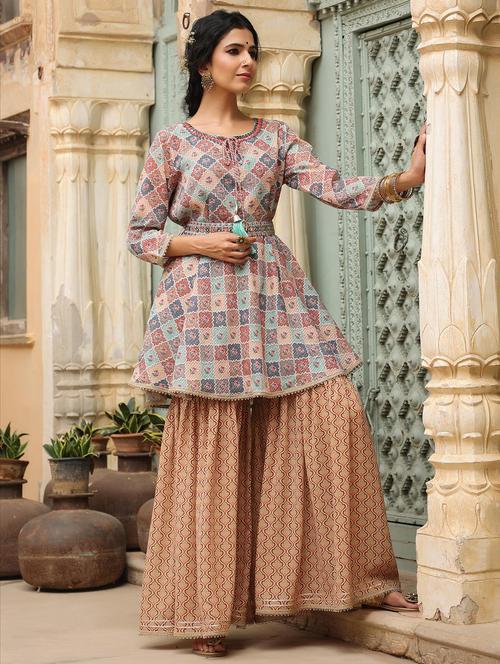 kaantha work kurta sharara set - 18579166 - Very Small Image - 1