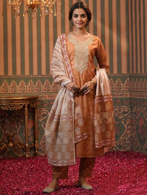 embroidered kurta pant set with dupatta - 18579172 - Very Small Image - 1