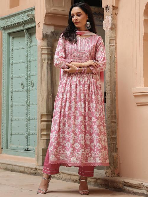 floral kurta pant set with dupatta - 18579175 - Very Small Image - 1