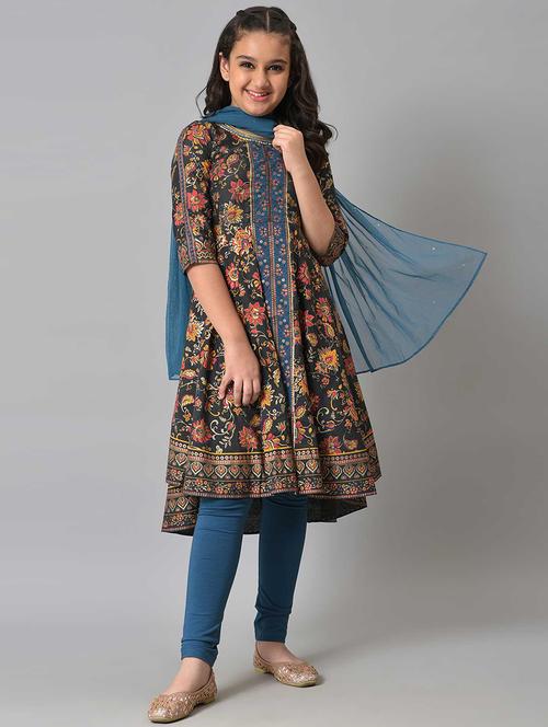 girls printed kurta legging set - 18582588 - Very Small Image - 1