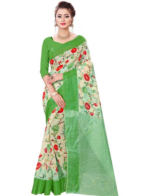 women's floral green colored saree - 18582943 - Very Small Image - 1