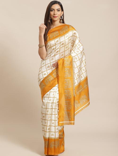 women's self design white colored saree - 18582958 - Very Small Image - 1