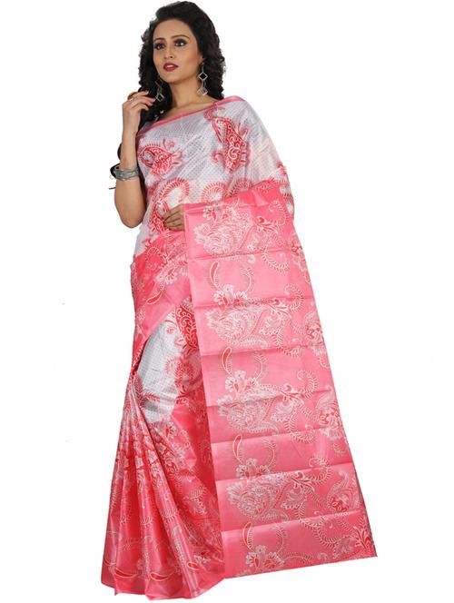 women's printed off white colored saree with blouse - 18582975 - Very Small Image - 1