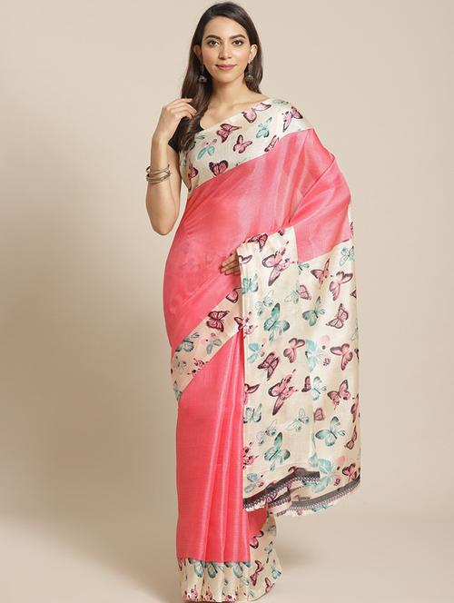 women's bordered pink colored saree - 18582984 - Very Small Image - 1
