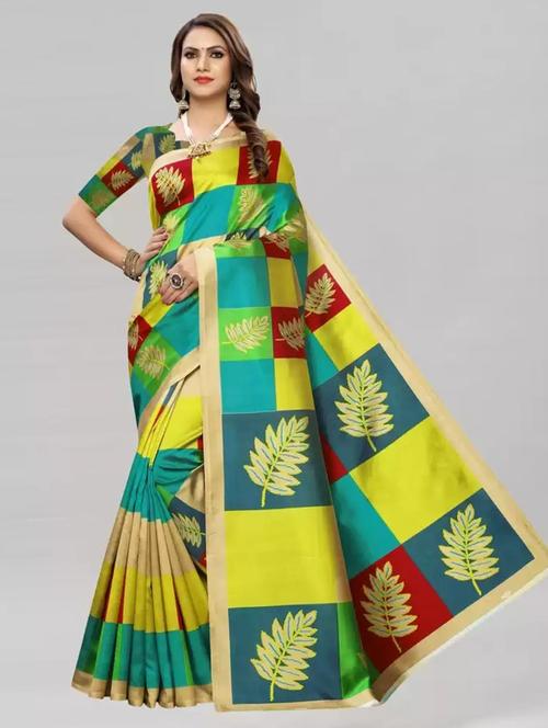 women's bordered royal blue colored saree with blouse - 18583119 - Very Small Image - 1