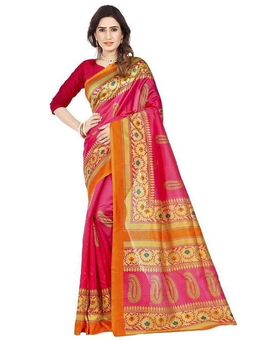 women's floral multi colored saree with blouse - 18583142 - Very Small Image - 1