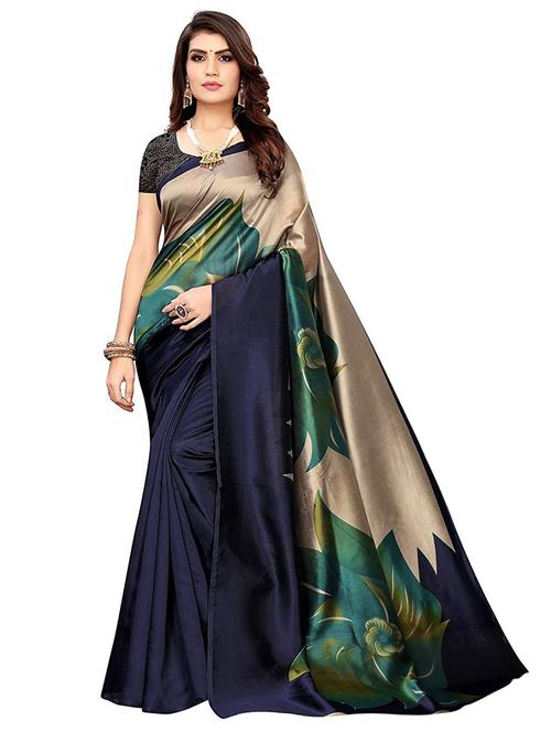 women's floral blue colored saree - 18583258 - Very Small Image - 1