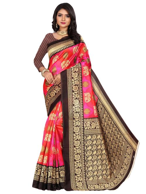 women's self design pink colored saree with blouse - 18583577 - Very Small Image - 1