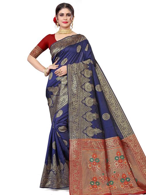 printed jamdani saree with blouse - 18583666 - Very Small Image - 1