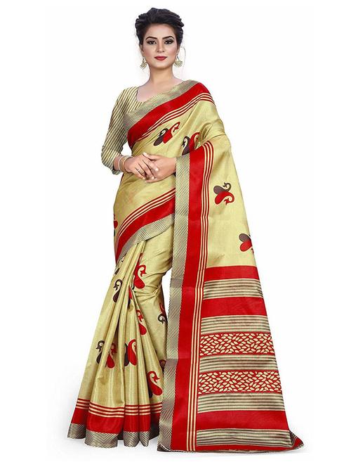 women's floral yellow colored saree with blouse - 18583790 - Very Small Image - 1