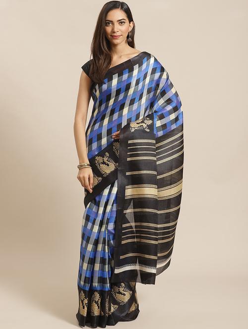 checkered jamdani saree - 18583881 - Very Small Image - 1