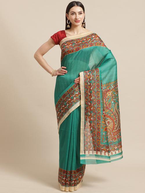 women's conversational green colored saree with blouse - 18583943 - Very Small Image - 1
