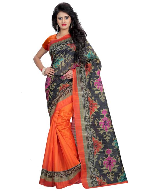 women's self design black colored saree with blouse - 18584007 - Very Small Image - 1