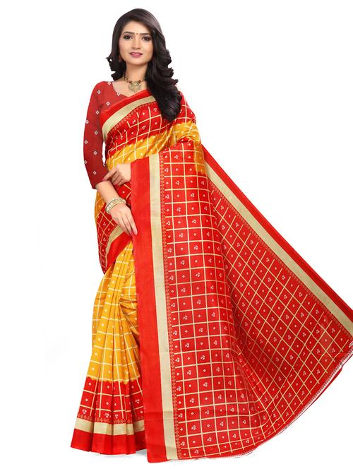 women's bandhani yellow colored saree - 18584100 - Very Small Image - 1