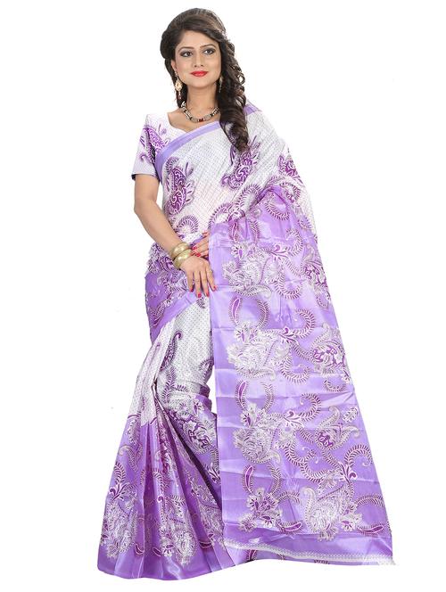 women's printed purple colored saree with blouse - 18584143 - Very Small Image - 1