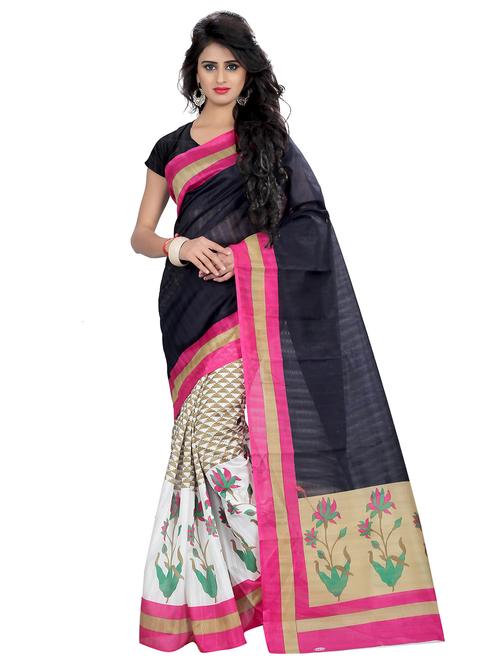 women's printed multi colored saree with blouse - 18584154 - Very Small Image - 1