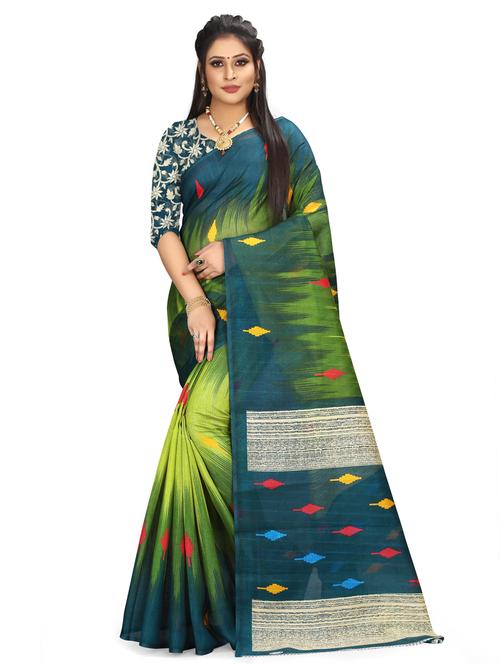 ikat printed saree with blouse - 18584217 - Very Small Image - 1