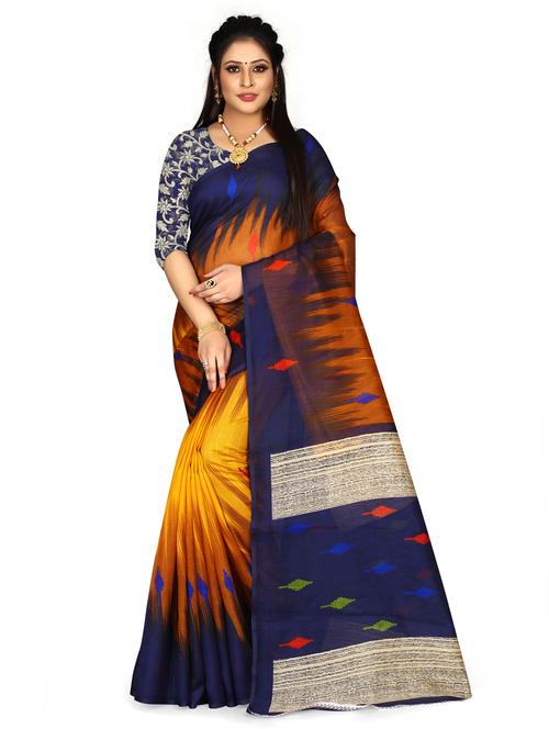 women's ikat multi colored saree - 18584219 - Very Small Image - 1