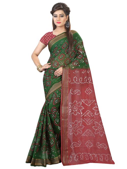 women's bandhani green colored saree - 18584341 - Very Small Image - 1