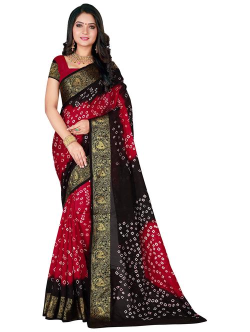 bandhani printed saree with blouse - 18584442 - Very Small Image - 1