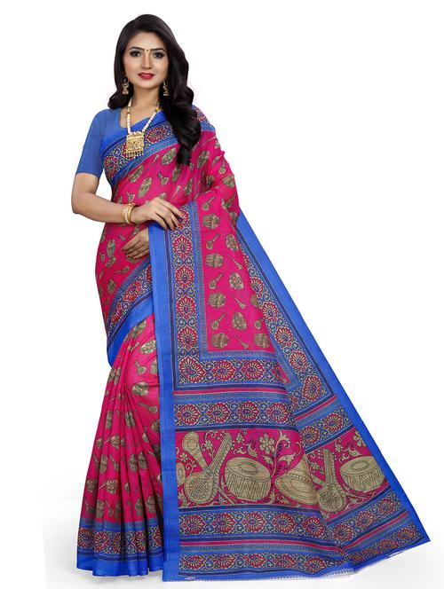 women's kalamkari pink colored saree with blouse - 18584462 - Very Small Image - 1
