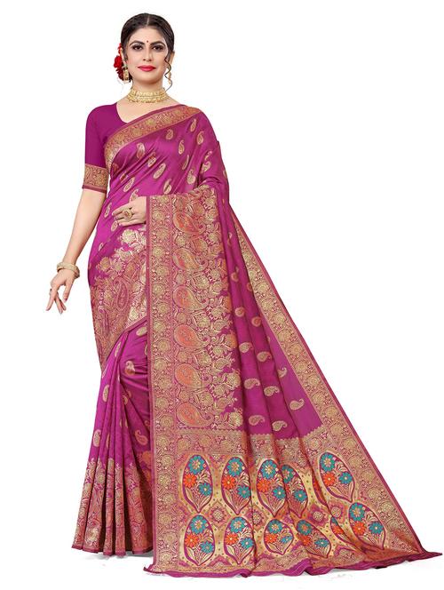 self design banarasi saree - 18584466 - Very Small Image - 1