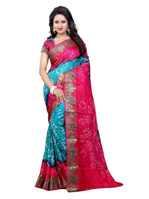 women's bandhani blue colored saree - 18584631 - Very Small Image - 1