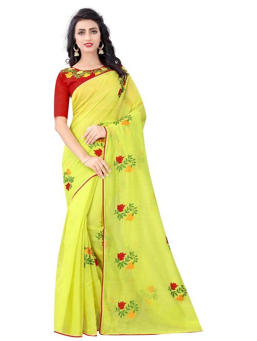 self design embroidered saree with blouse - 18584666 - Very Small Image - 1