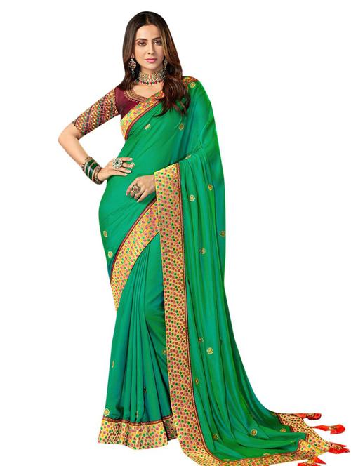 tassel detailed embroidered saree - 18584854 - Very Small Image - 1