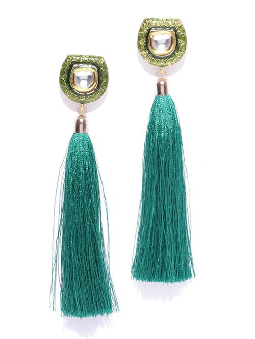 green metal drop earring - 18585274 - Very Small Image - 1