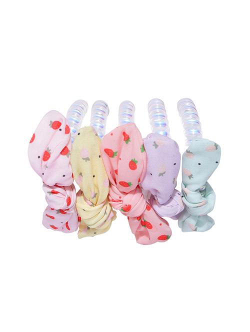 set of 5 multi polka knot detailing scrunchies - 18585310 - Very Small Image - 1