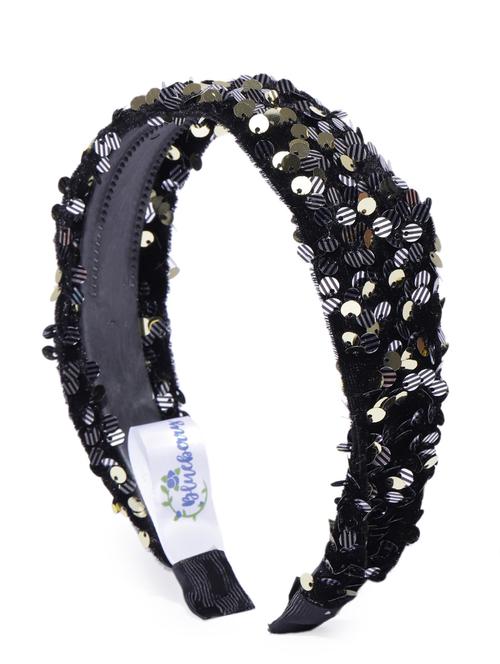 blueberry multi sequin embellished black velvet hair band - 18585424 - Very Small Image - 1