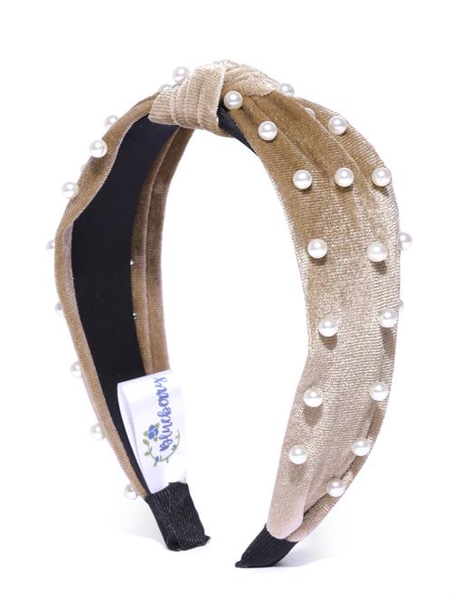 blueberry princess pearl embellished brown velvet knot hair band - 18585432 - Very Small Image - 1