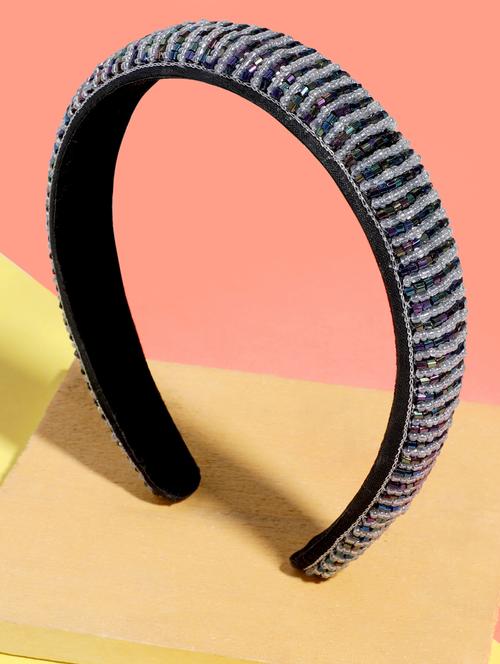 blueberry multi glass beads embellished hairband - 18585479 - Very Small Image - 1