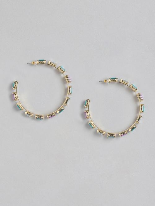 blueberry multi stone embellished hoop earring - 18585680 - Very Small Image - 1