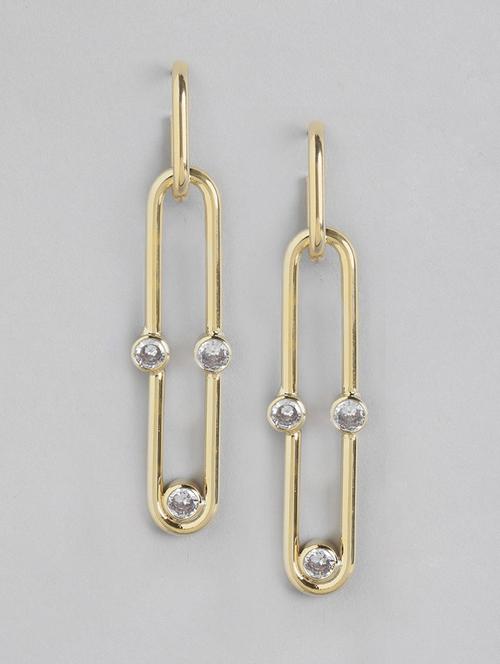 gold metal drop earring - 18585681 - Very Small Image - 1