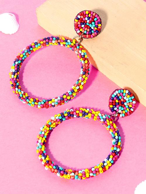 multi colored metal drop earring - 18585726 - Very Small Image - 1