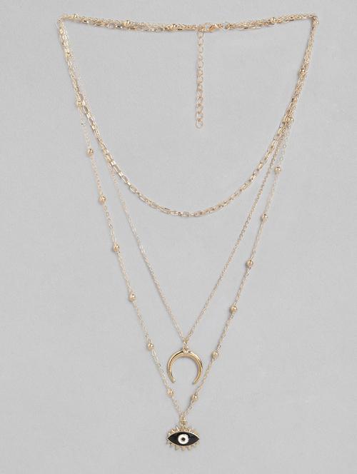 gold plated evil eye chain layered pendant detailing necklace - 18585862 - Very Small Image - 1