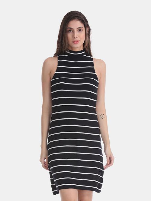 halter neck stripes a-line dress - 18586270 - Very Small Image - 1