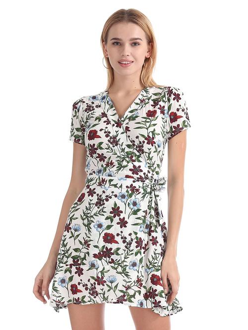 v neck floral print dress - 18586276 - Very Small Image - 1
