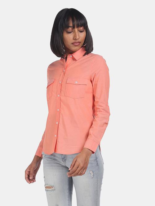 pink cotton regular shirt - 18586598 - Very Small Image - 1
