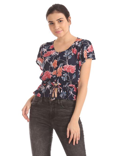 v-neck floral top - 18586739 - Very Small Image - 1